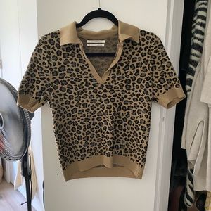 Anthropologie leopard crop top